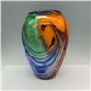 Image 2 : Multicolored Blue Swirl Patterned Art Glass Vase