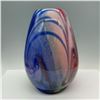 Image 3 : Multicolored Blue Swirl Patterned Art Glass Vase
