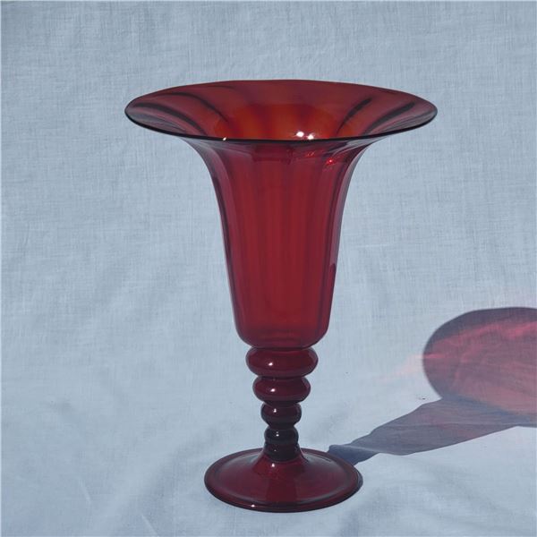 Murano Glass by Fratelli Toso Red Vase