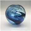 Image 1 : SVA Glass School of Visual Arts Blue Swirl Sphere Vase
