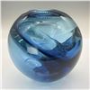Image 2 : SVA Glass School of Visual Arts Blue Swirl Sphere Vase