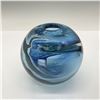 Image 3 : SVA Glass School of Visual Arts Blue Swirl Sphere Vase