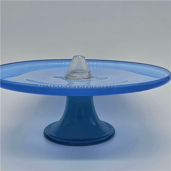 Venini Murano Glass Blue Footed Saucer