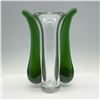 Image 1 : Svoboda Karlov Handblown Glass Vase w/ Green Grips, Signed