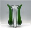 Image 2 : Svoboda Karlov Handblown Glass Vase w/ Green Grips, Signed