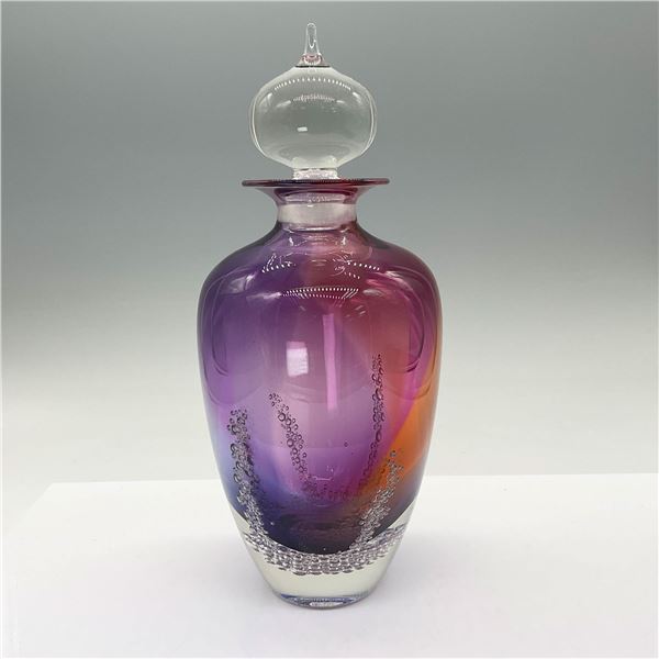 Buzz Blodgett Multicolored Art Glass Bottle with Stopper