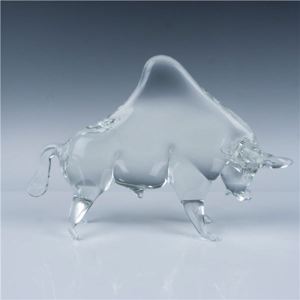 Vintage Art Glass Bull Sculpture