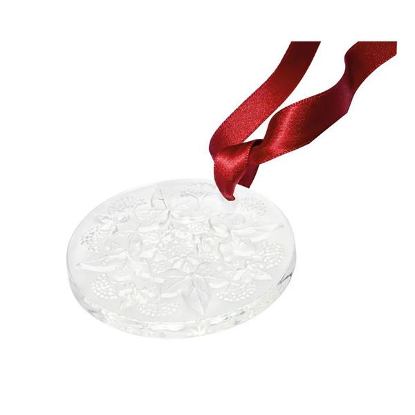 Lalique Crystal Christmas Ornament, Poinsettia, Sealed Box