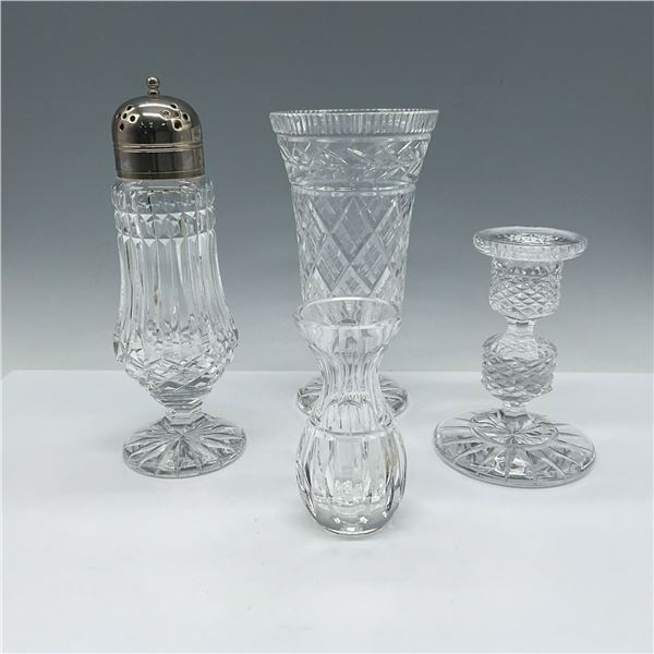 4pc Waterford Crystal Sugar Shaker & Vase + Other Tableware