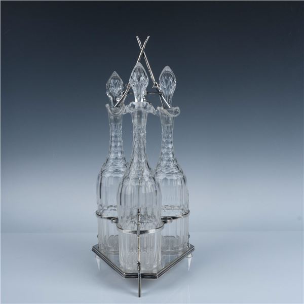 7pc Vintage Decanters with Stoppers and Stand