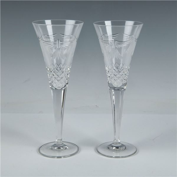 Pair of Waterford Crystal Peace Millennium Champagne Glasses