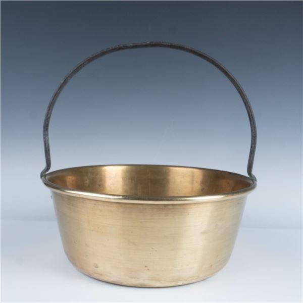 Vintage Brass Cauldron/Boiler Pot with Cast Iron Handle