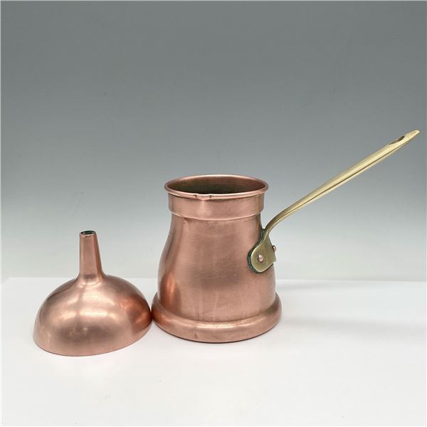 2pc Copper Melter Saucepan with Brass Handle and Funnel