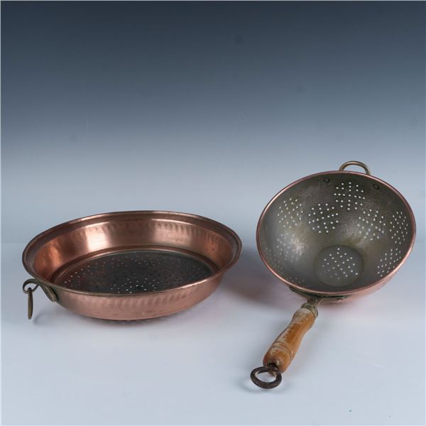 2pc Vintage Copper Colanders