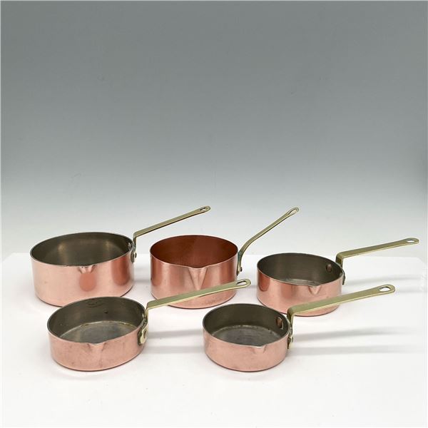 5pc French Copper Hammered Saucepan + 4 Others