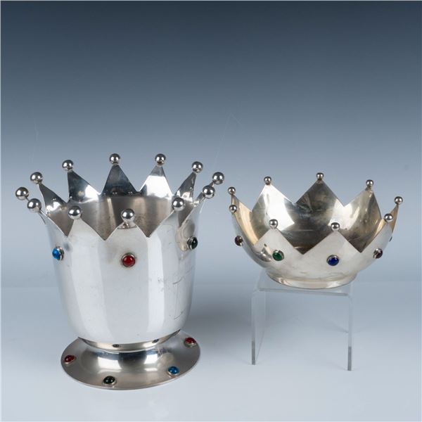 2pc International Silver Silverplated Crown Ice Bucket, Bowl
