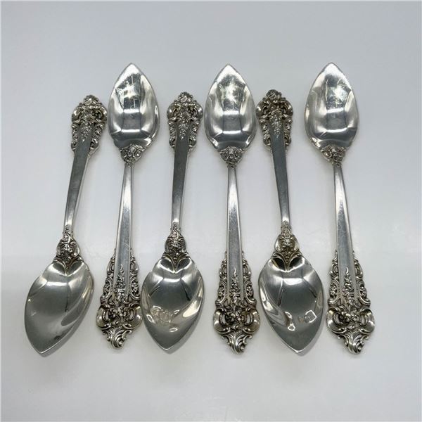 6pc Wallace Sterling Quenelle Teaspoons, Grand Baroque