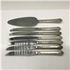 Image 2 : 7pc Onieda Sterling Silver Knives and Server, Damask Rose