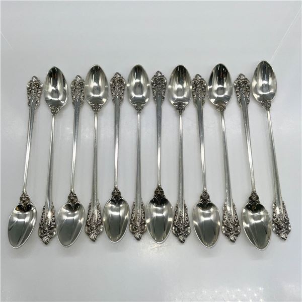 12pc Wallace Sterling Iced Tea Spoons, Grand Baroque