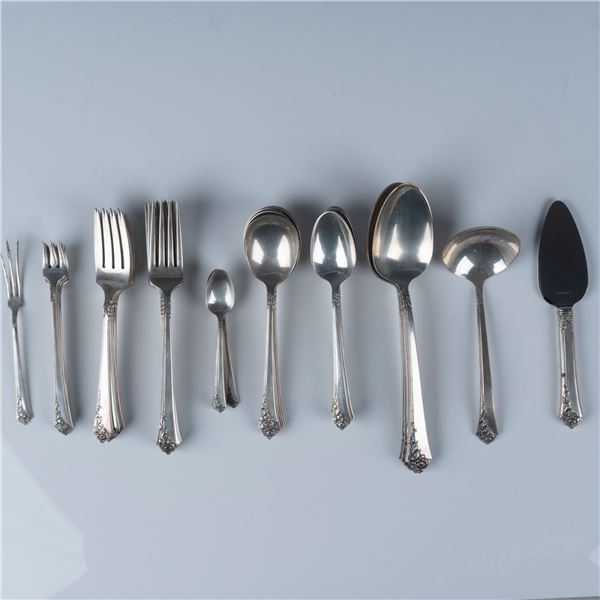 42pc Heirloom Sterling Silver Damask Rose Flatware