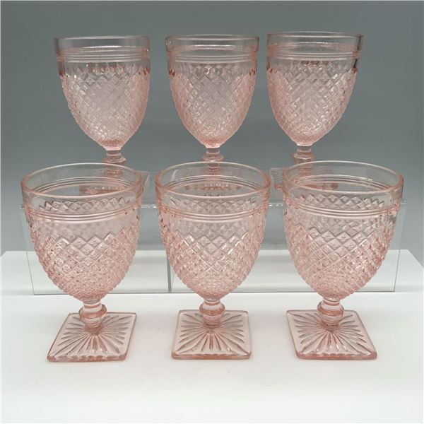 6pc Anchor Hocking Pink Water Goblets, Miss America