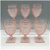 Image 1 : 6pc Anchor Hocking Pink Water Goblets, Miss America