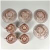 Image 3 : 8pc Pink Glass Coffee Cups and Saucers