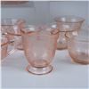 Image 4 : 19pc Depression Era Pink Glass Teacups, Saucers, and Plates