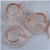 Image 9 : 19pc Depression Era Pink Glass Teacups, Saucers, and Plates