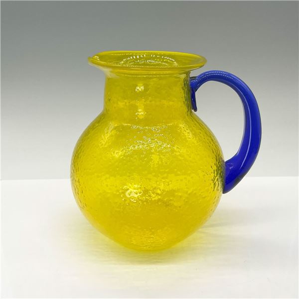 Textured Glass Pitcher, Bright Yellow and Cobalt