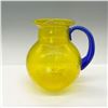 Image 1 : Textured Glass Pitcher, Bright Yellow and Cobalt