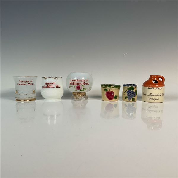 6pc Souvenir Themed Glass and Ceramic Toothpick Holders