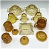 Image 2 : 10pc Collection of Amber Glass Dishes + Doyle Miniatures