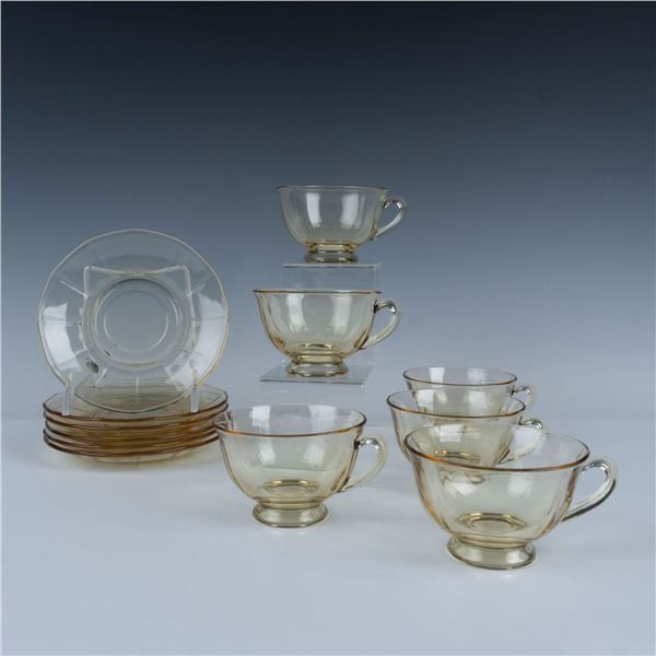 12pc Fostoria Glass Fairfax Topaz