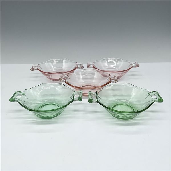 5pc Heisey Glass Colored Open Salt Cellars