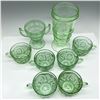 Image 2 : 8pc Collection of Green Depression Glass - Cups, Shaker
