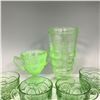 Image 3 : 8pc Collection of Green Depression Glass - Cups, Shaker