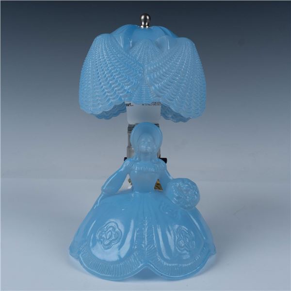 Blue Southern Belle Art Glass Boudoir Lamp and Shade