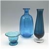 Image 1 : 3pc Blue Art Glass Collection, Vases
