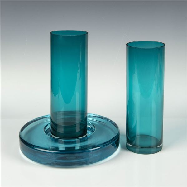 3pc Holmegaard Glass Bowl & Art Glass Vases