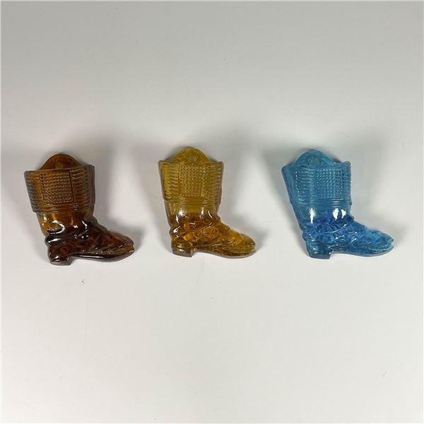 3pc Vintage Colored Glass Boot Wall Pockets