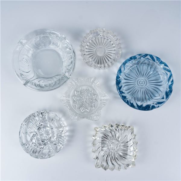 6pc Retro Clear Patterned Ashtrays