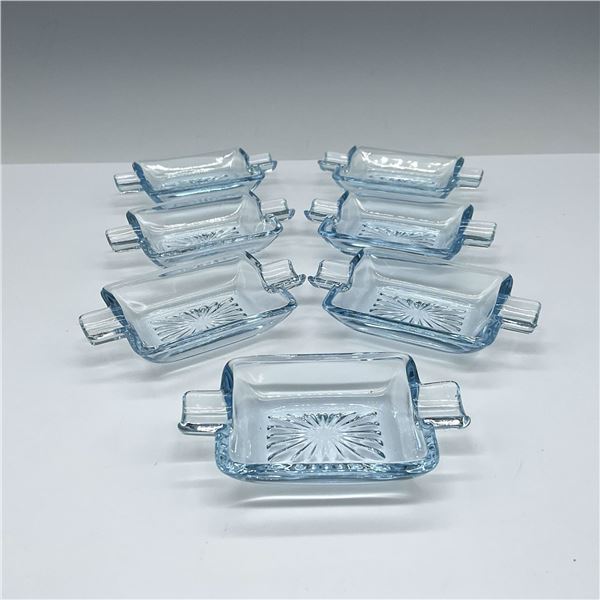 7pc Vintage Blue Baroque Glass Individual Ashtrays