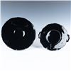 Image 1 : 2pc Vintage Black Glass Cake Stand and Serving Tray
