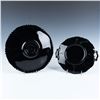 Image 2 : 2pc Vintage Black Glass Cake Stand and Serving Tray