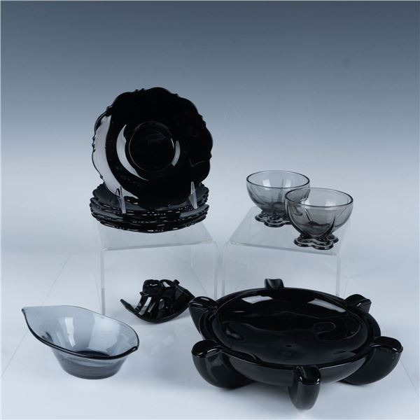 10pc Heisey, New Martinsville, and Assorted Tableware