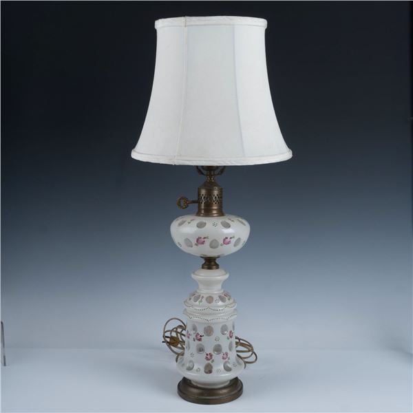 Vintage Glass Globe Floral Table Lamp