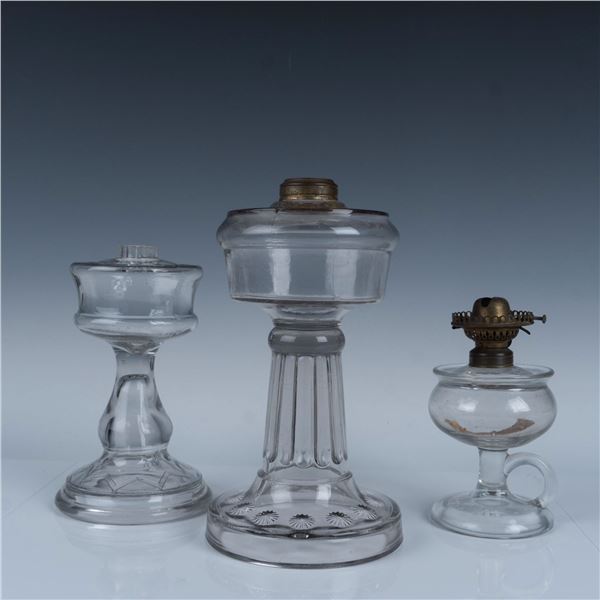 3pc Antique P&A MFG Co and Assort Glass Kerosene Oil Lamps
