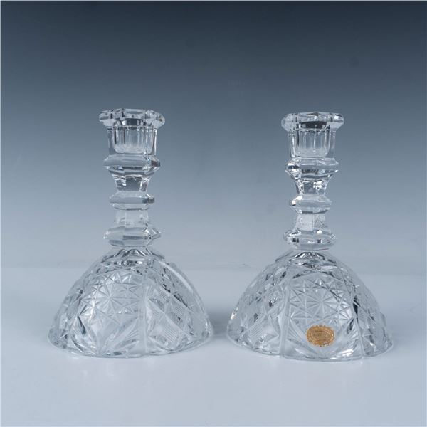 2pc Bohemia Hand Cut Lead Crystal Candlestick Holders