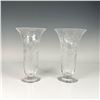 Image 1 : Pair of Clear Daisy Patterned Glass Vases